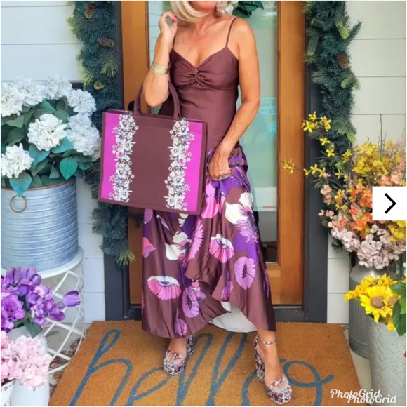 Express platform square toe floral sandal block heel size 10 - Picture 3 of 13